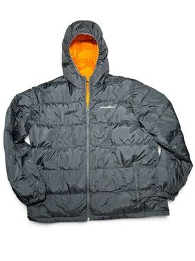 Eddie Bauer Men’s XXL 650 Fill Down Puffer Jacket Charcoal Gray Hooded